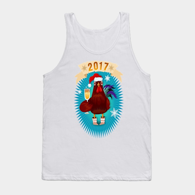 Happy New Year 2017 Red Rooster Tank Top by soondoock